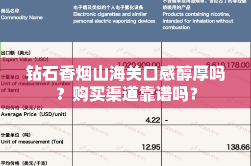 钻石香烟山海关口感醇厚吗？购买渠道靠谱吗？